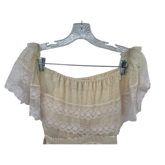 GUNNE SAX by Jessica Vintage women's cream lace boho maxi dress size 5 - Picture 2 of 10